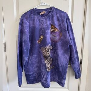 Vintage The Mountain Cat And Mouse Long Sleeve Tye Dye Top